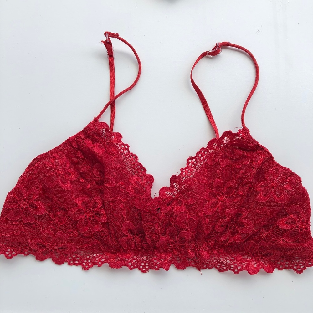 Honeydew Red Lace Bandeau Bra
